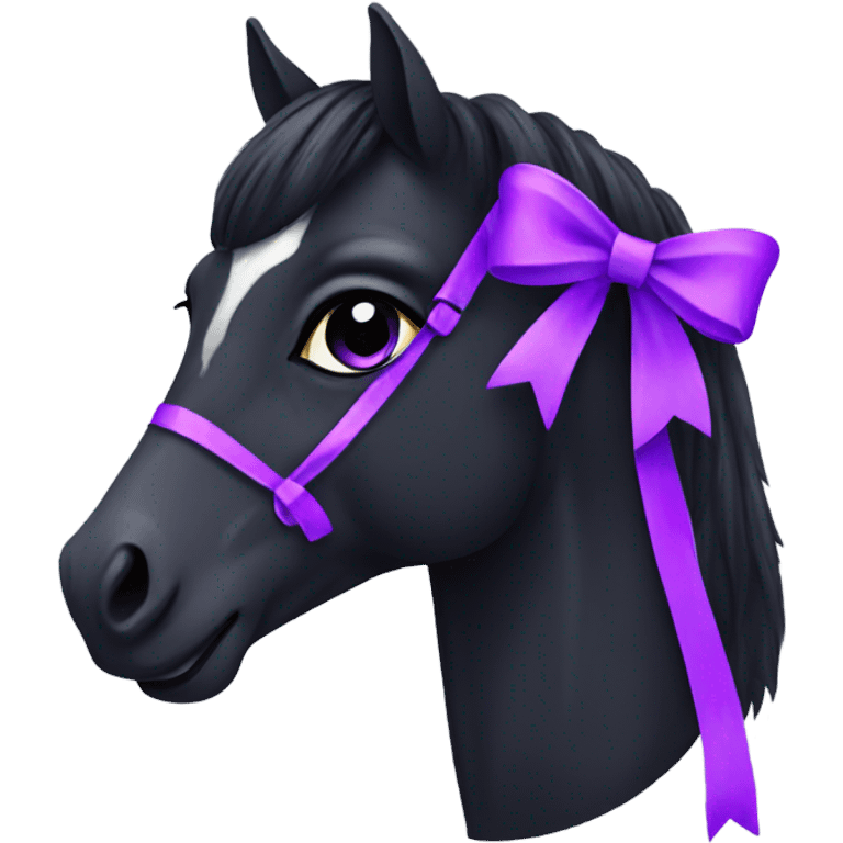 black horse with purple bow emoji