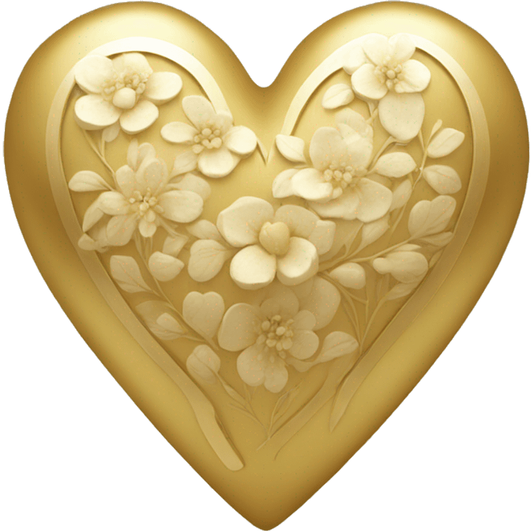 Golden heart with a floral pattern on it  emoji