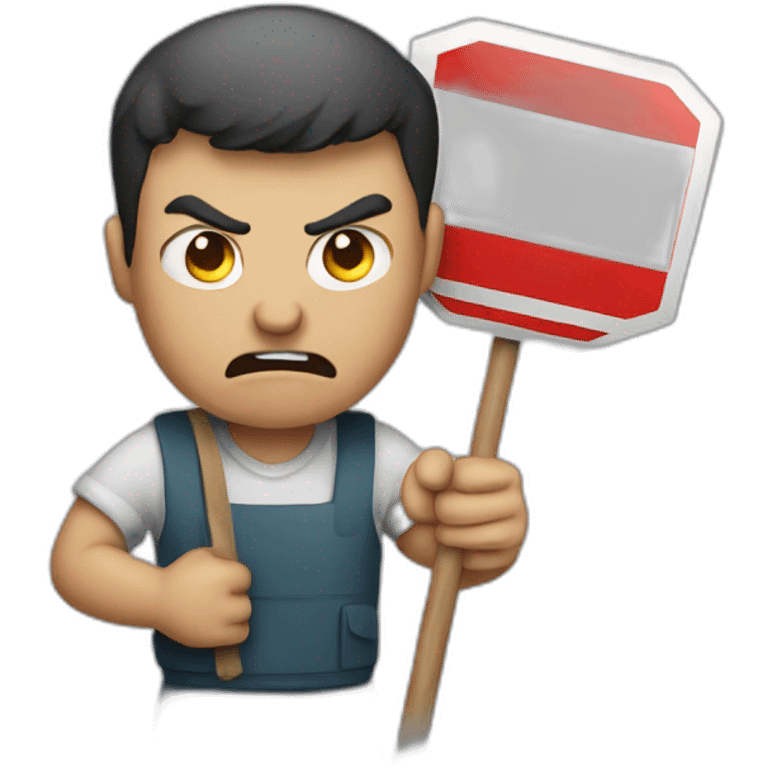 ANGRY MAN HOLDING A STOPSIGN emoji