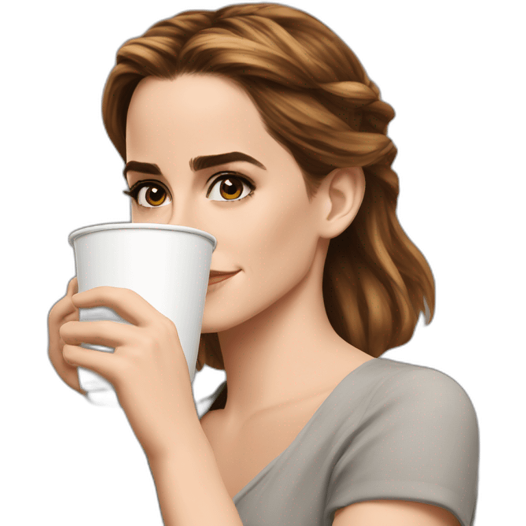 Emma Watson drinking coffee emoji