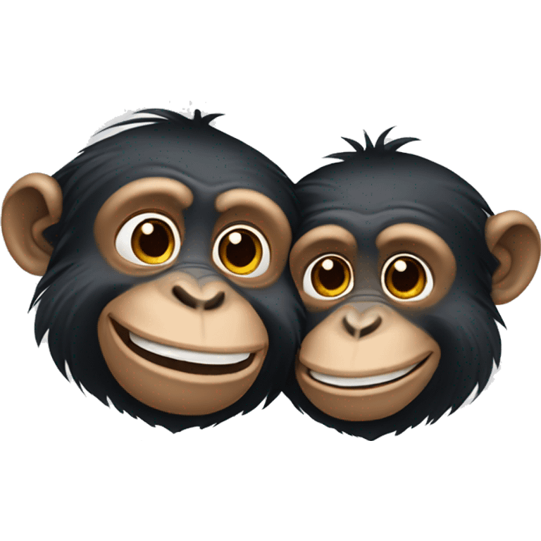 Two chimpanzees hugging and smiling  emoji