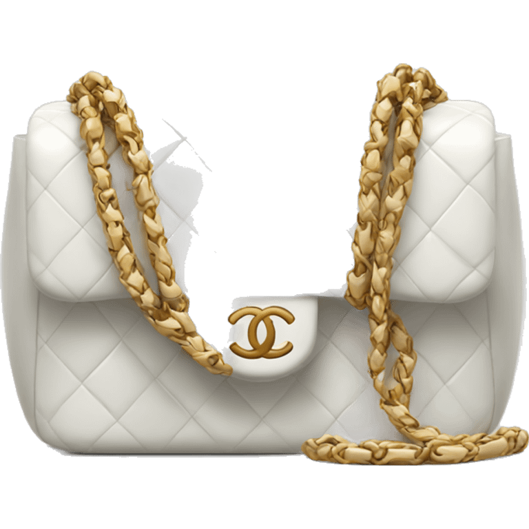 White chanel bag with gut emoji