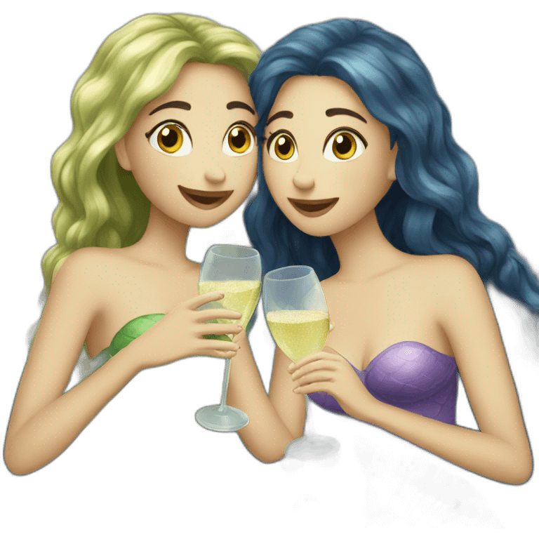 Two mermaids drinking champagne  emoji