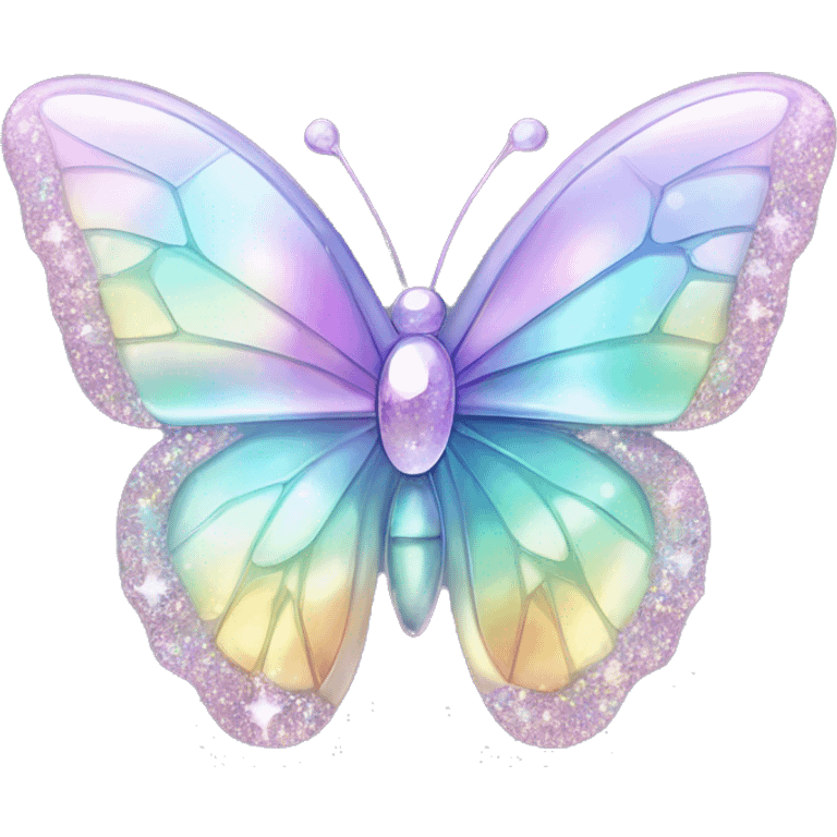 Pastel sparkly iridescent glass crystal butterfly emoji