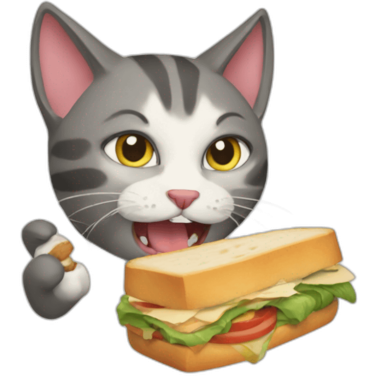 Cat fighting a sandwich  emoji