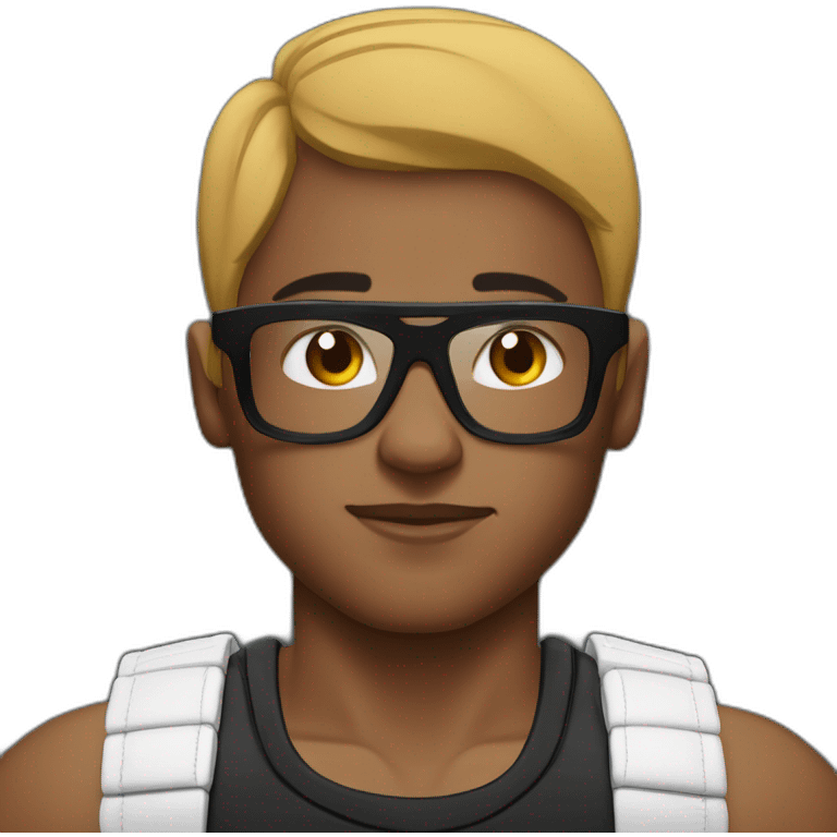 Boy Sri lankan MMA fighter with glases black and lisse hairwhit a boxer potition emoji