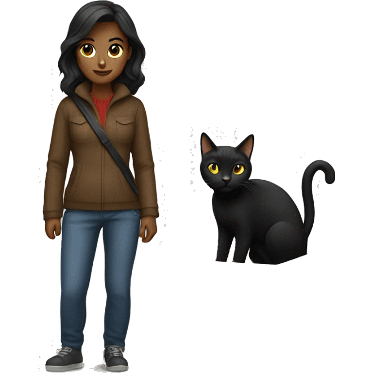 Black cat female with Stanley termos  emoji