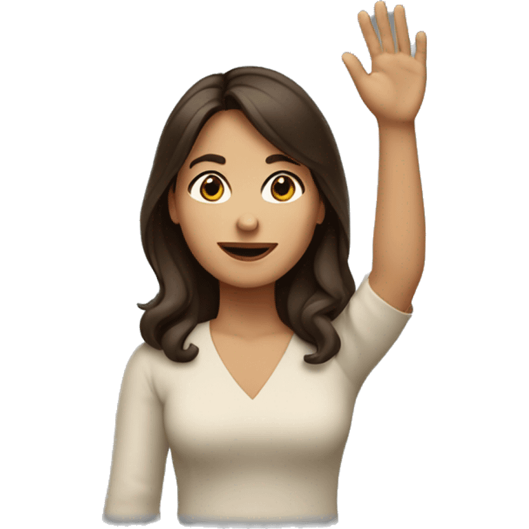 brunet woman raising her hand emoji