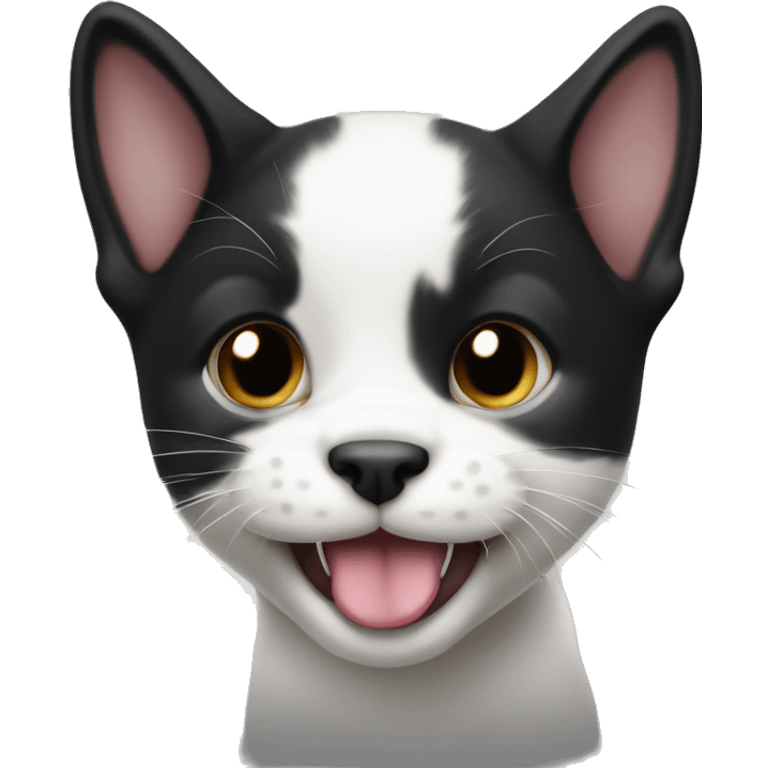 Black and white cat puppy with his tongue out emoji