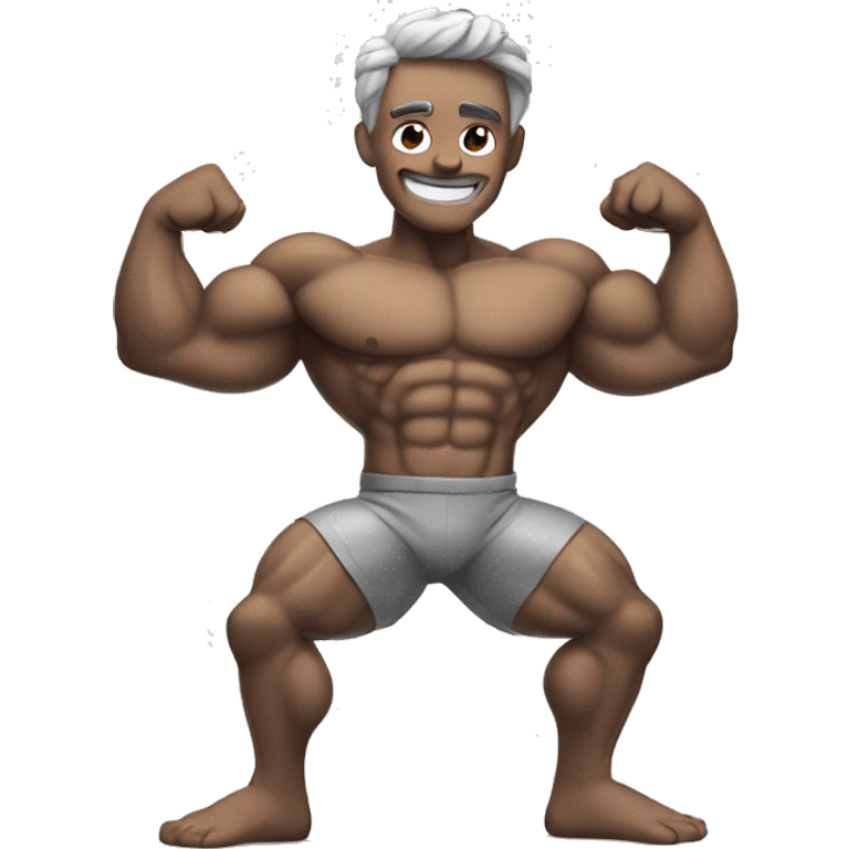 muscular man made of silver flexing emoji