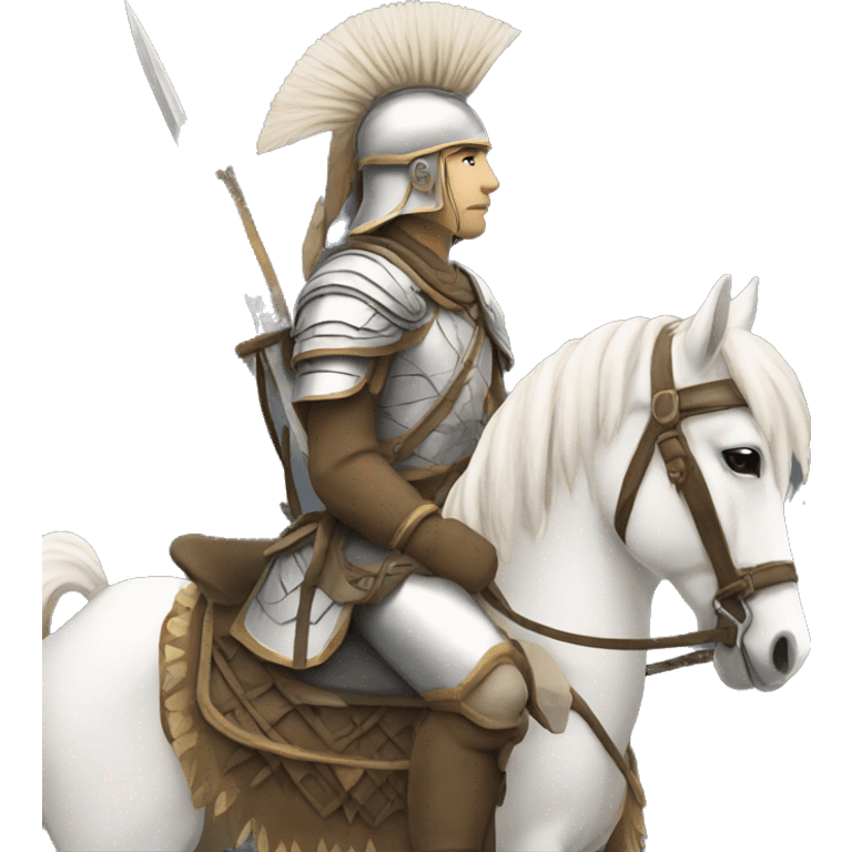 a white avar nomadic soldier on a horse from the side emoji