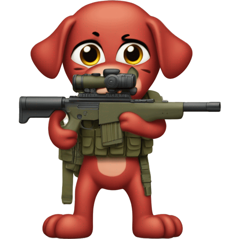 Clifford the big red dog cartoon humanoid military sniper emoji