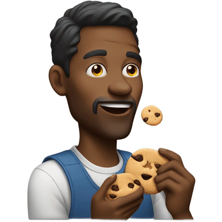 Man eating cookies emoji