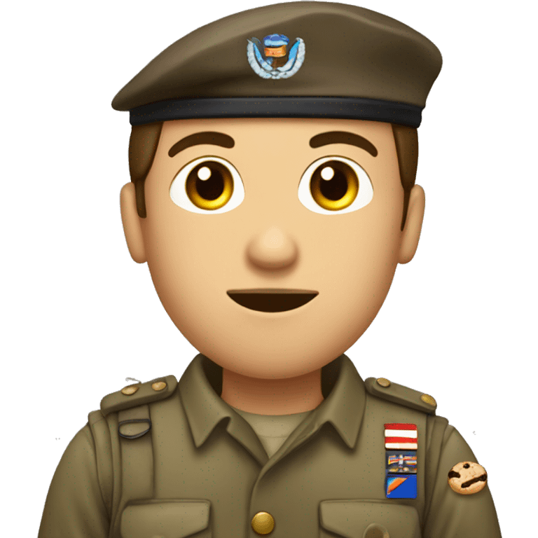 Soldier man wird Brown Hair eating a Cookie  emoji