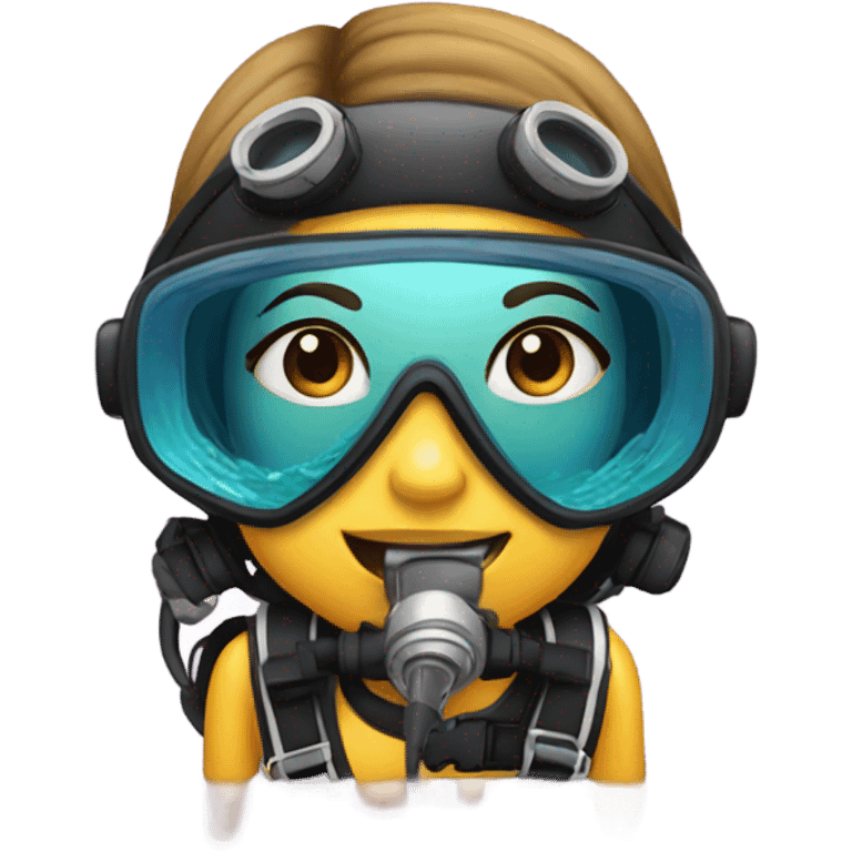 girl in scuba diving gear underwater emoji