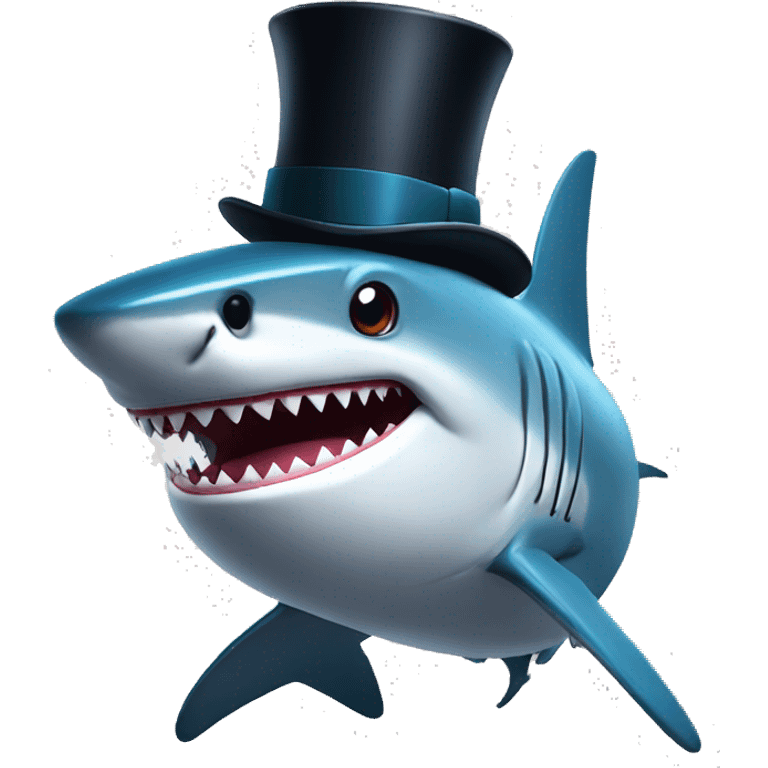 Shark with a top hat emoji