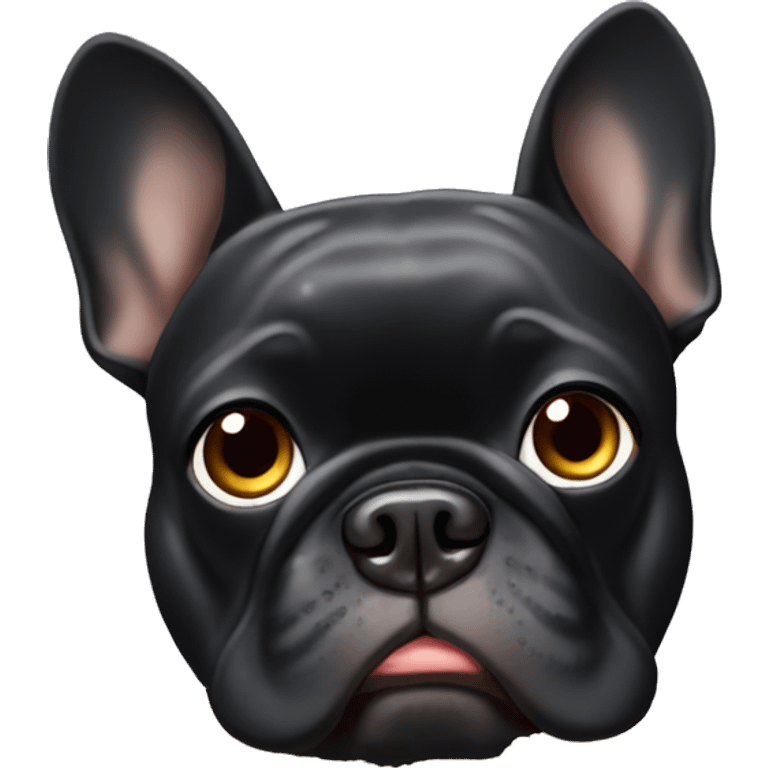 Black frenchie with food crumbs stuck to his face emoji