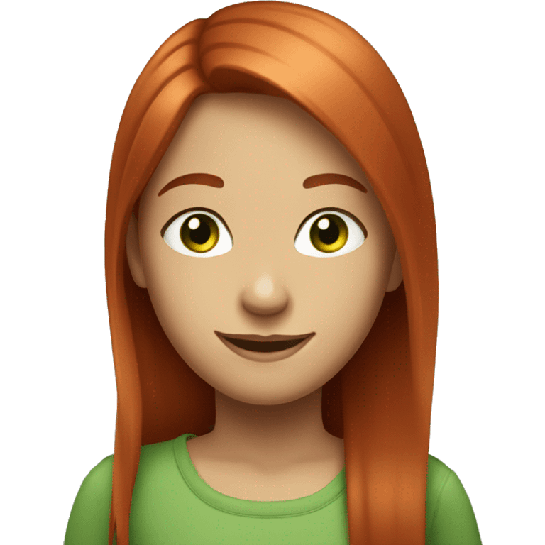 Smiling girl with long straight, red hair and green eyes emoji