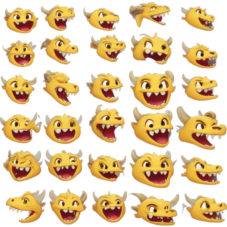 multiple dragons showing all different emotions emoji