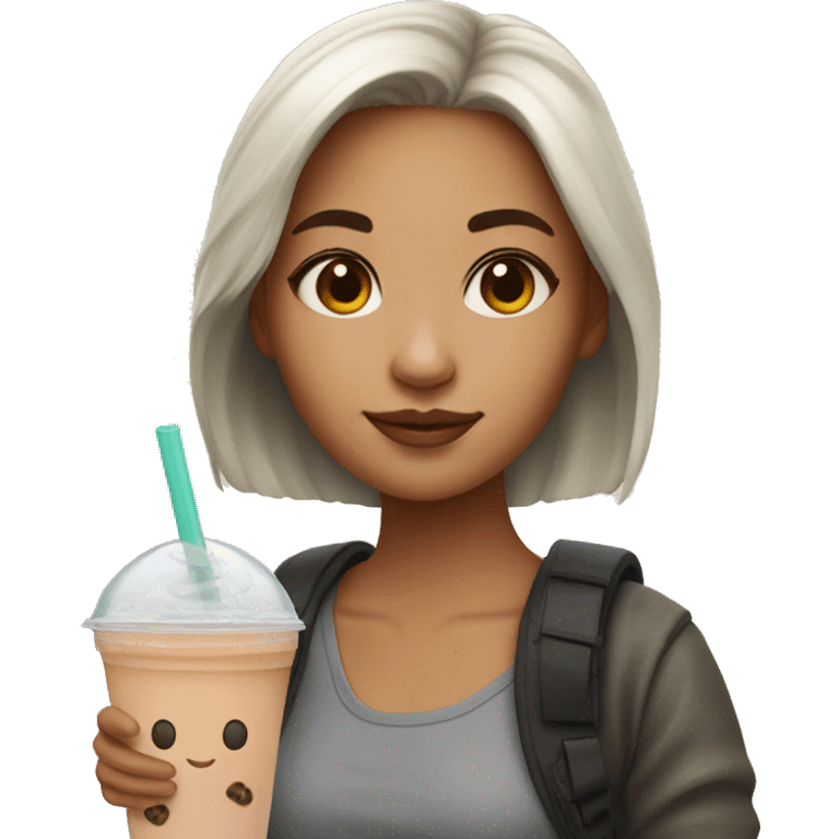 Girl with boba tea emoji