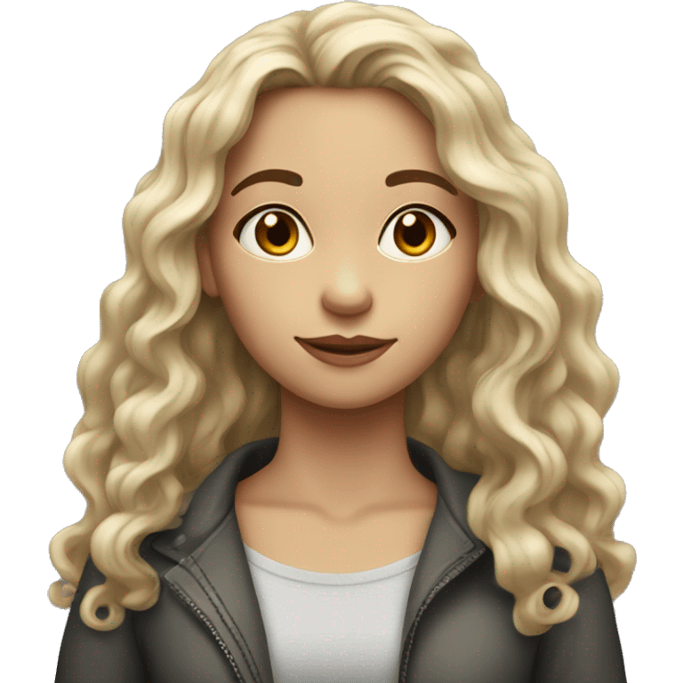 a girl with long dark curly hair and fair skin emoji