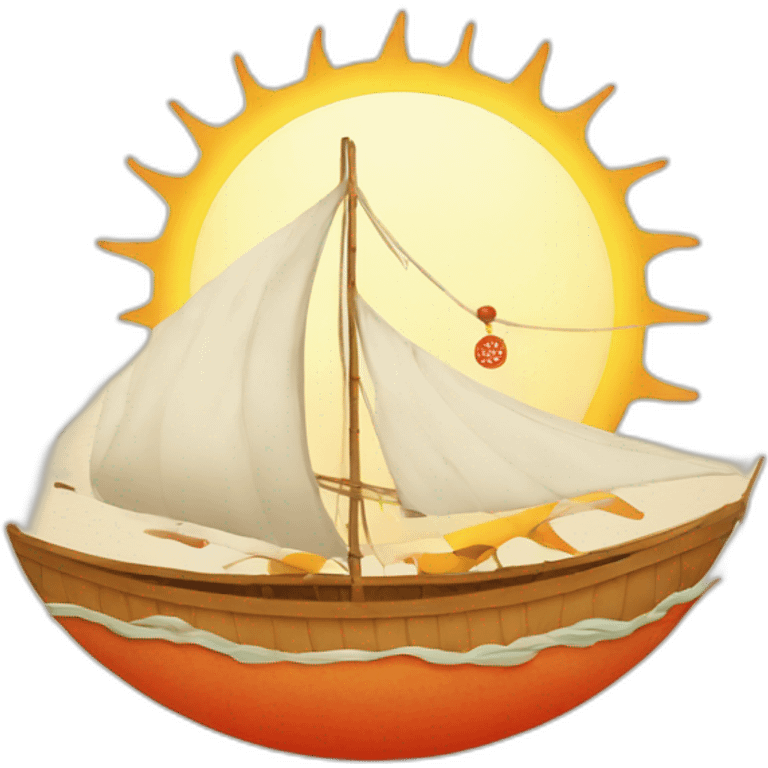 japanese sun with boat emoji