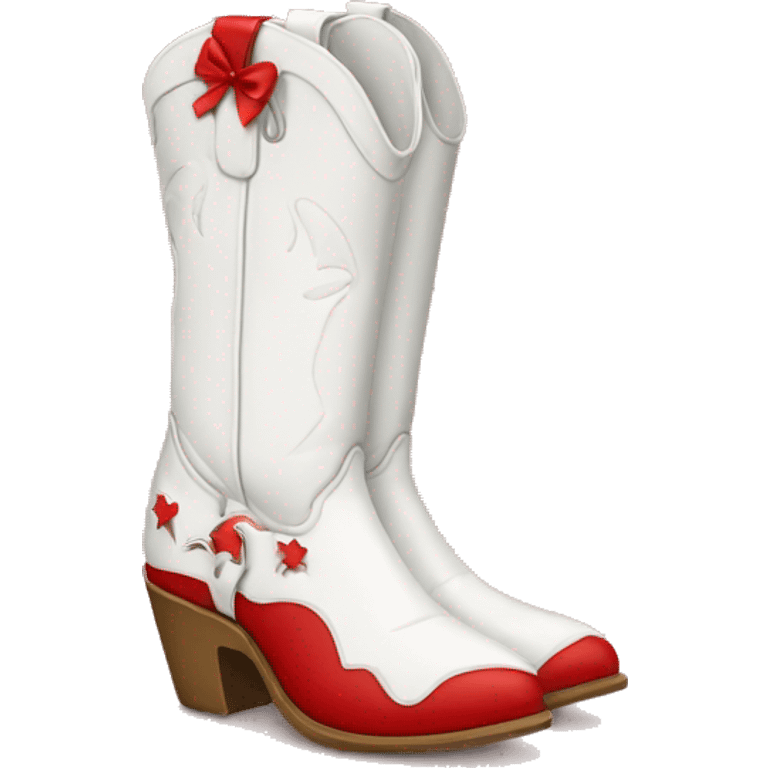 White Cowgirl boots with red bow emoji