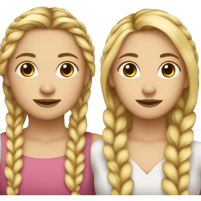 female couple long blonde hair and one hair is braided  emoji