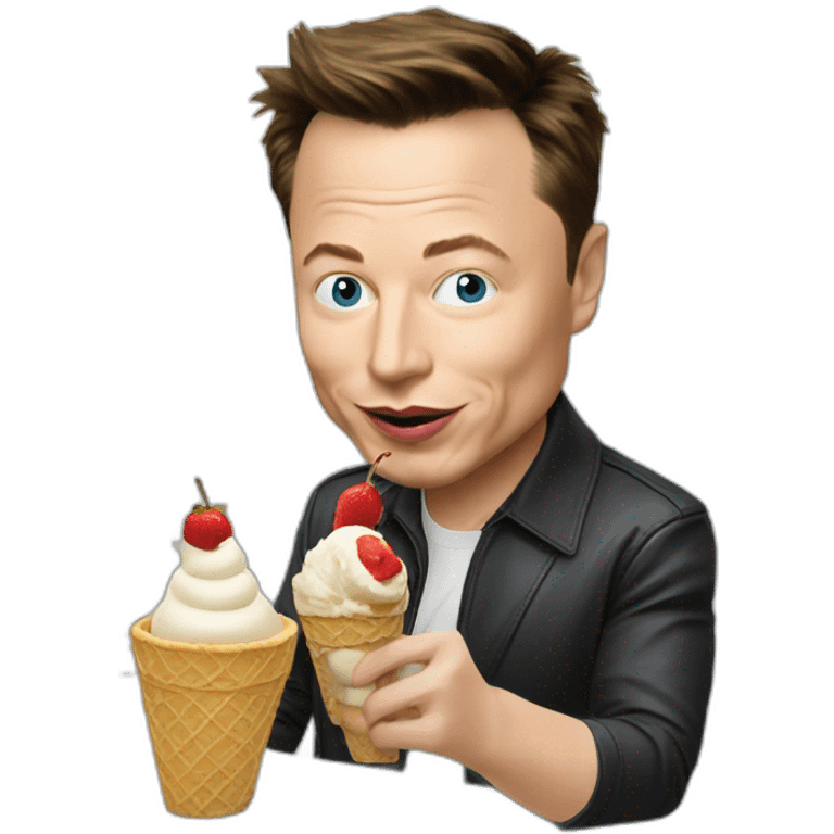 Elon musk eat macron in ice cream in kitchen emoji