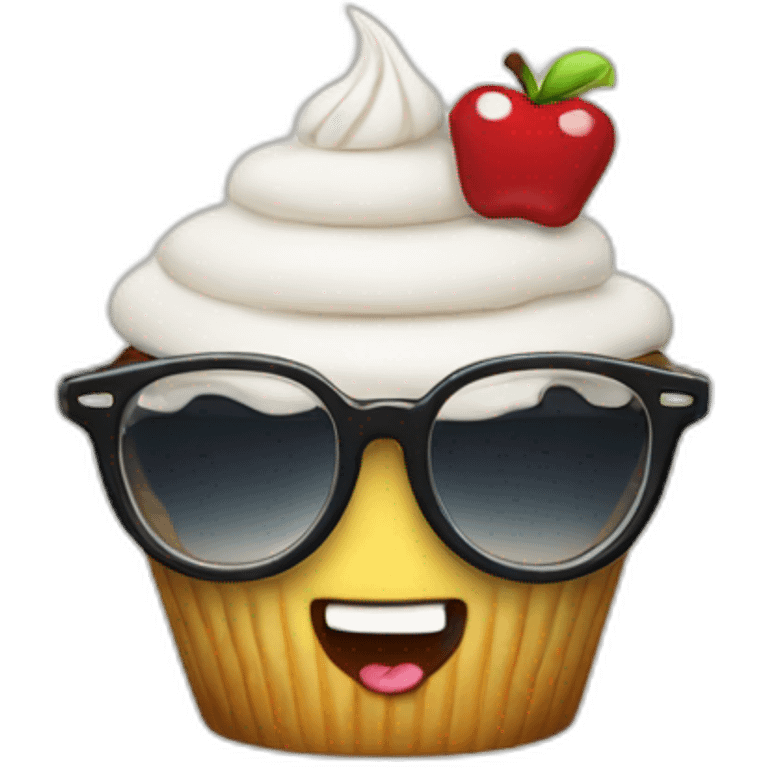 cupcake with cool glasses emoji