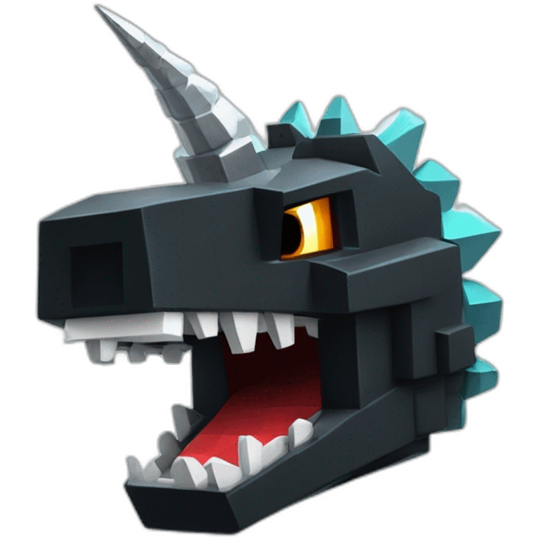 Minecraft Black Godzilla Head With Diamond Unicorn Horn and Lazer Eyes emoji