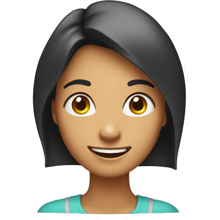 happy female emoji with wide, sparkling eyes, raised eyebrows and a big smile. emoji