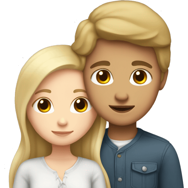 white boy and white girl cuddling  emoji