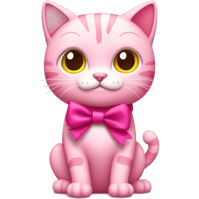 Pink cat with ribbon emoji