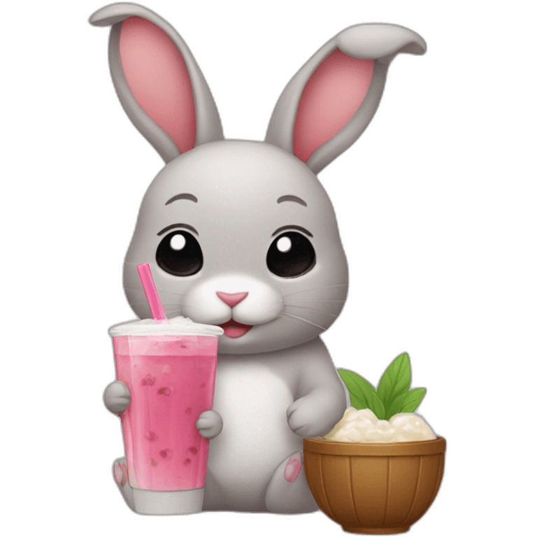 Bunny drinking boba tea emoji