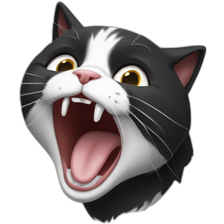 Black and white cat, yawning emoji