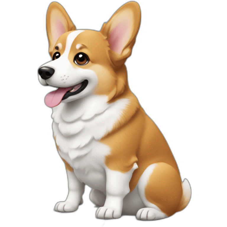 Corgi typing on a computer emoji