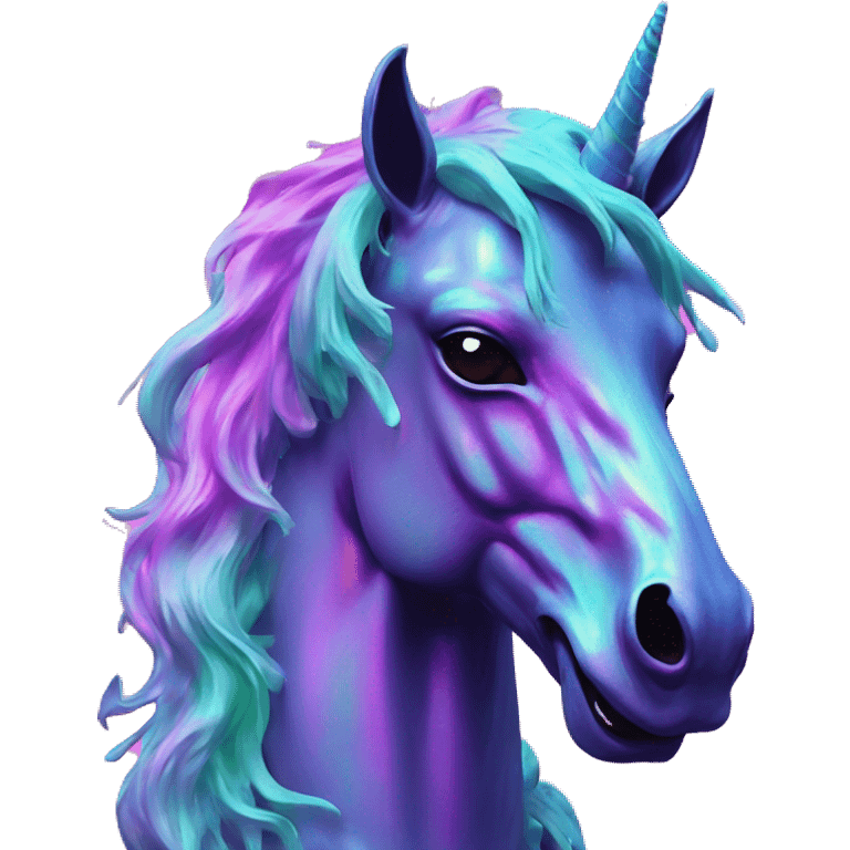 .Zombie_ Vaporwave black holographic oilslick zombie unicorn  emoji