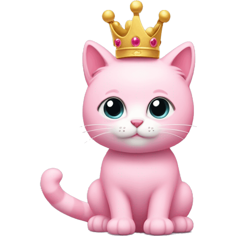 Pink cat with fluffy tail and crown ￼ emoji