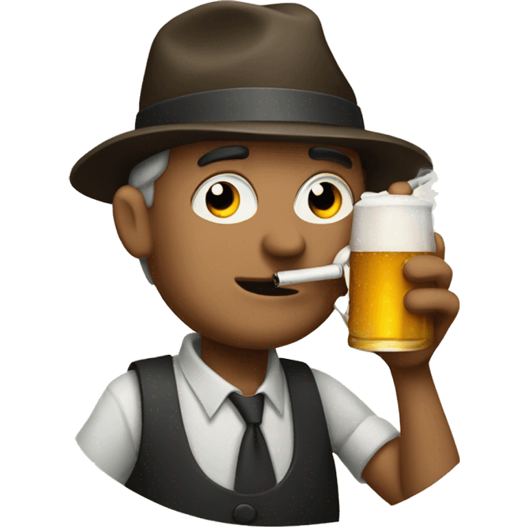 Man smoking a cigarette and drinking beer emoji