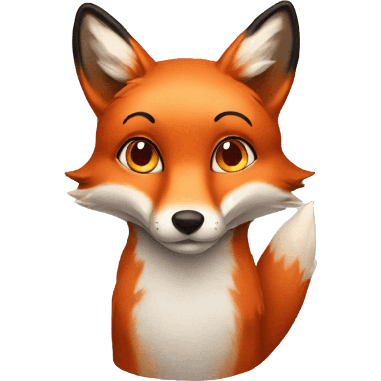 lush red fox with heart shaped eyes emoji