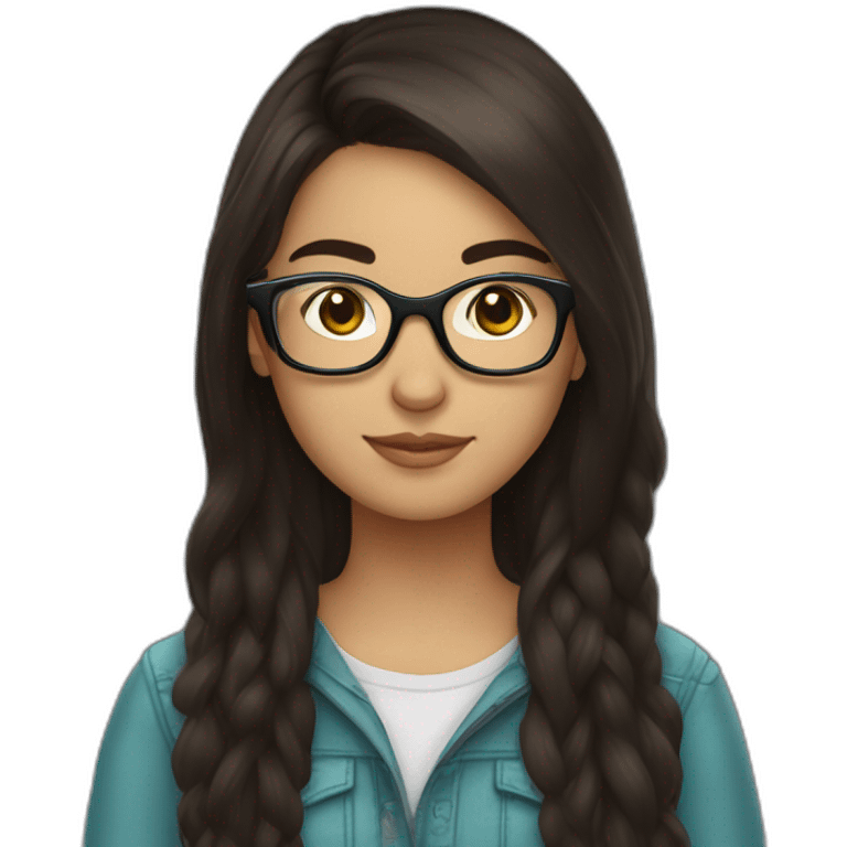 Uzbek teenager, dark brown a bit shiny hair with view glasses emoji