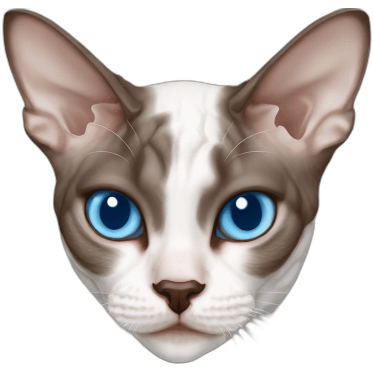 white to chocolate point devon rex cat with blue eyes emoji