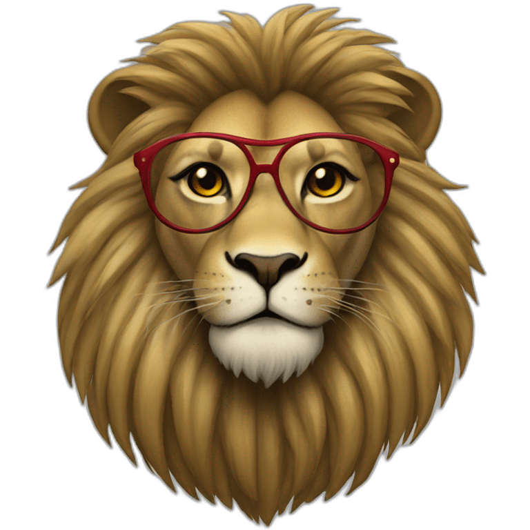 jamaican wise lion with red glasses emoji