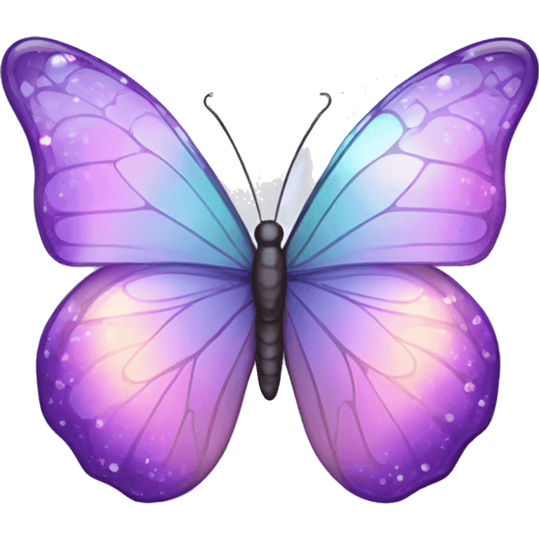 Sparkly Pastel purple-gradient iridescent glass butterfly emoji