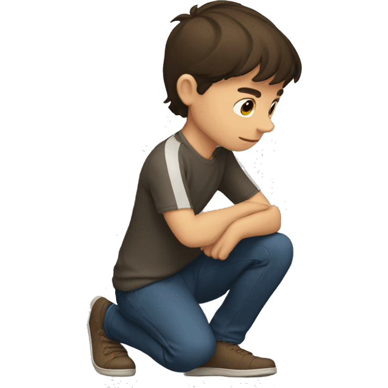 brunette boy kneeling emoji