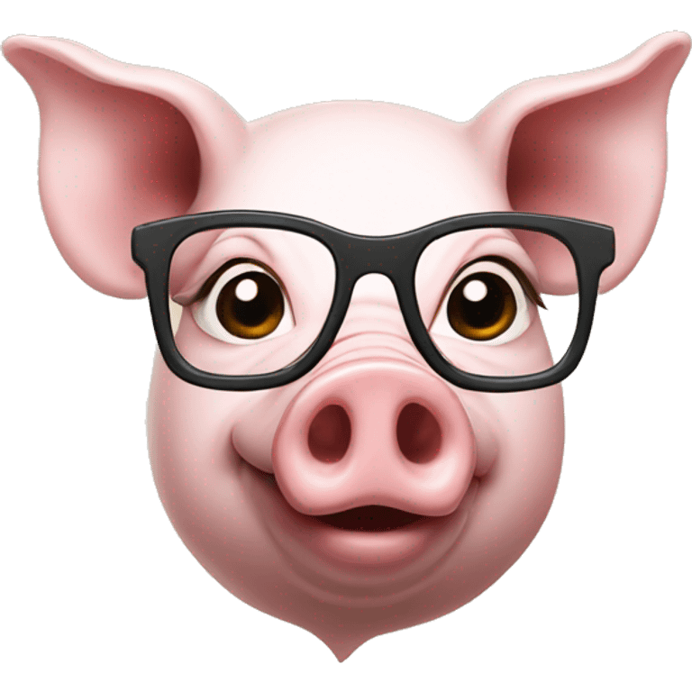 A pig with glasses on emoji