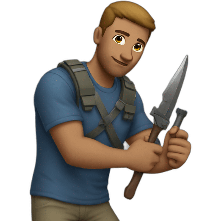 A man making weapon with hands emoji