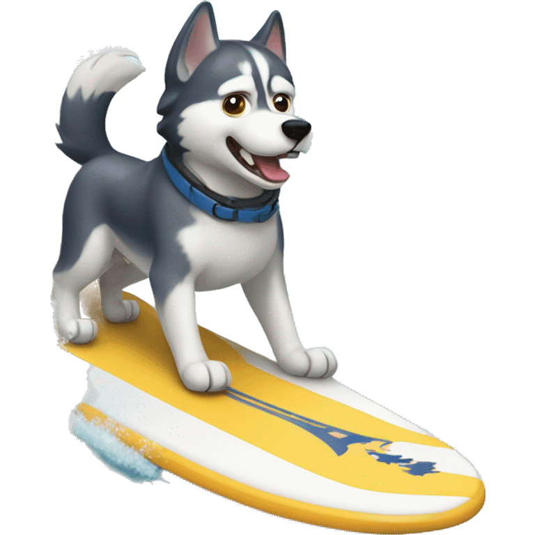 Husky dog surfing  emoji