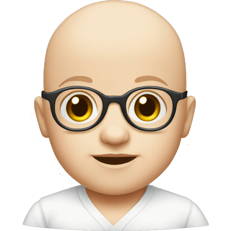 A bald white baby Wearing round glasses emoji